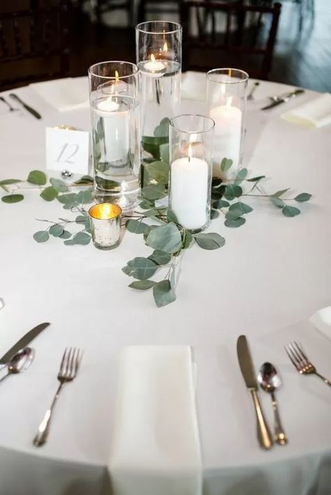 20 Romantic Simple Wedding Centerpieces With Candles - Part 2 Classy Wedding Ideas, Wedding Centerpieces Elegant Romantic, Budget Friendly Wedding Centerpieces, Wedding Drink Bar, Greenery Wedding Centerpieces, Romantic Wedding Centerpieces, Wedding Ideas On A Budget, Elegant Wedding Centerpiece, Simple Wedding Centerpieces