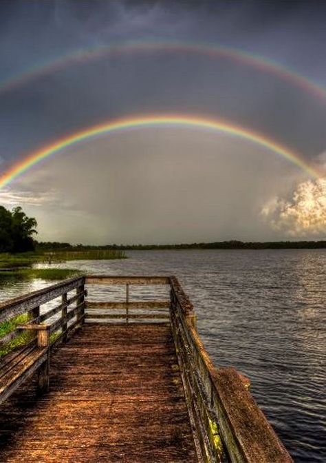 A nice double rainbow over Red Beach Lake in Sebring, Florida Sebring Florida, Rainbow Promise, Rainbow Pictures, Florida Photography, Red Beach, Double Rainbow, Rainbow Sky, Love Rainbow, Alam Semula Jadi