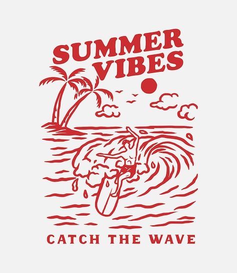 Vintage Surf Tshirt, Surf Shirt Design, Surf Board Illustration, Fun Tshirt Designs, Surf Logo Vintage, T-shirt Designs, Summer T Shirt Designs, Stussy Surf, Cute T Shirt Designs