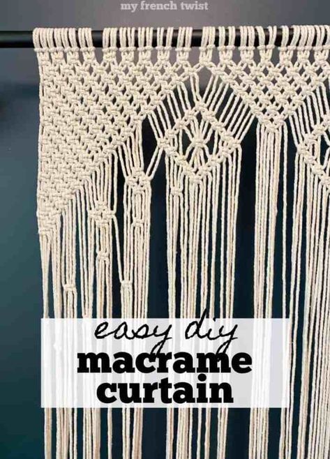 This is an easy tutorial for a simple macrame curtain. It doesn't have to be complicated to add a sweet boho vibe! Macrame Door Curtain Pattern Free, How To Make A Macrame Curtain, Macrame Curtains Window Coverings, Small Macrame Curtain, Diy Macrame Valance, Diy Boho Curtains Living Room, Macrame Window Curtain Tutorial, Macrame Window Valance Diy, Macrame Valance Diy