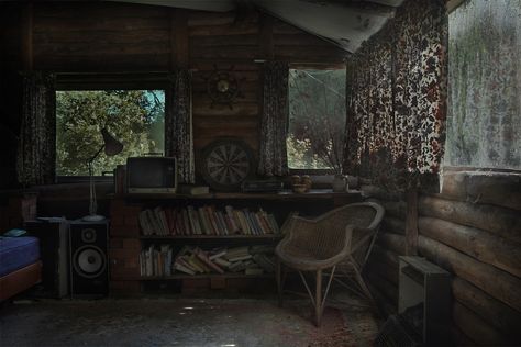 The Cabin In The Woods | by andre govia. Logos, Nature, Ruins, Abandoned Shack In The Woods, Creepy Cabin Interior, Summer Camp Aesthetic Cabin Interior, Old Cabin Aesthetic, Run Down Cabin, Cabins In The Woods Interior