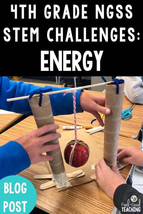 Looking for 4th grade NGSS STEM Challenge Activities for energy? Energy transfer, potential & kinetic energy, and more are covered. Click through to the blog for details. #4thgrade #NGSS Energy Transfer Activities, 4th Grade Science Lessons, 4th Grade Science Experiments, 4th Grade Science Projects, Stem Activities Middle School, Teaching Energy, Science Energy, 4th Grade Activities, 5th Grade Activities