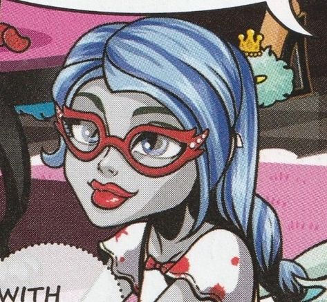 Hair, Blue Hair, Ghoulia Yelps, Monster High, A Girl, Red, Blue, White