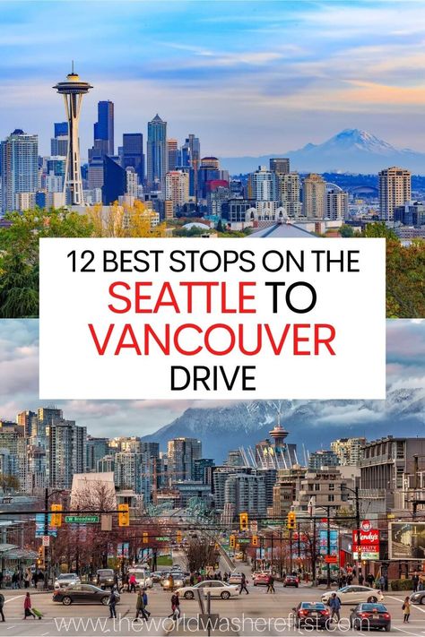 Are you driving from Seattle to Vancouver, BC? Make sure to check out these amazing stops along the way! Traveling Canada, Vancouver Vacation, Seattle Vacation, British Columbia Travel, Seattle Hotels, Vancouver Travel, Vancouver City, Whistler Bc, Washington Travel