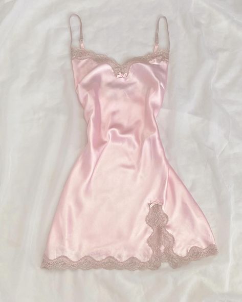 Pink Satin Slip Dress, Coquette Aesthetic Pink, Pijamas Women, Pink Y2k, Cute Pajama Sets, Dress Bow, Lace Nightgown, Camisole Dress, Aesthetic Pink