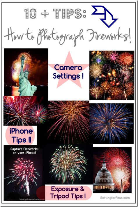 10 plus Tips - How to Photograph Fireworks with a camera and iPhone for New Year's Eve and other holidays! No more blurry photos! How To Photograph Fireworks, Photographing Fireworks, Best Fireworks, Fireworks Photo, Fireworks Photography, Patriotic Diy, Camera Aesthetic, Happy New Years Eve, How To Photograph