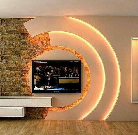 Modern Gypsum Board TV Wall Design And Decor Ideas - Engineering Discoveries Tv Showcase Design, Modern Tv Room, House Wall Design, Modern Tv Wall Units, Wall Unit Designs, Tv Cabinet Design, Modern Tv Wall, Wall Tv Unit Design, Living Room Tv Unit Designs