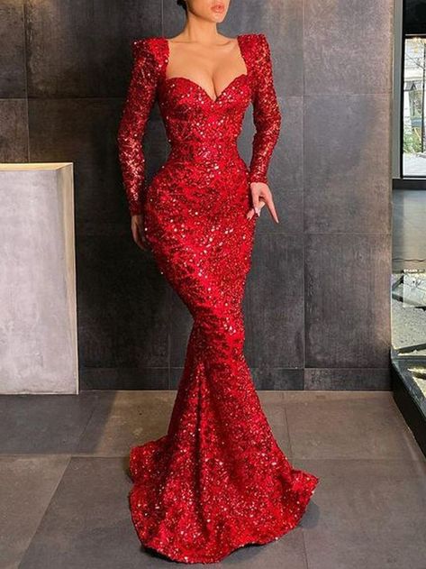 Red Sequin Dress Long, Red Sequin Prom Dress, Prom Dress Long Sleeve, Sequin Prom Dresses Long, Red Mermaid Prom Dress, Dinner Gowns, Sparkly Prom Dress, Red Sequin Dress, Long Sequin Dress