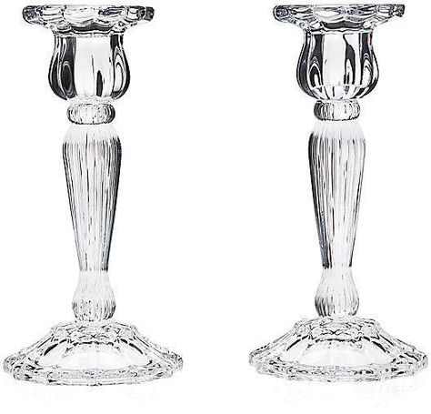 One Kings Lane Pair of Crystal Taper Candleholders Gold Pillar Candle Holders, Gold Pillar Candles, Fine Dinnerware, Wine Ice Bucket, Outdoor Dinnerware, Kids Dishes, Frame Ring, Crystal Candlesticks, Candle Tray