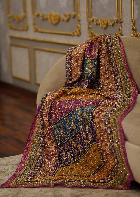 Rangoon Kaamdani - Laam Couture, Multi Dupatta Suits, Multi Colored Dupatta, Traditional Dupatta Designs, Heavy Bridal Dupatta Designs, Pakistani Dupatta Style, Pakistani Duppata, Dupatta Aesthetic, Designer Dupatta Ideas