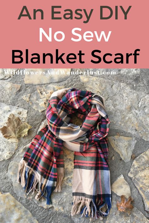 Couture, How To Make A Blanket Scarf, How To Make A Scarf Out Of Fabric, Diy Scarves No Sew, No Sew Scarf Fleece Easy Diy, Diy Flannel Scarf, Fleece Scarf No Sew, How To Make A Scarf, Flannel Scarf Diy