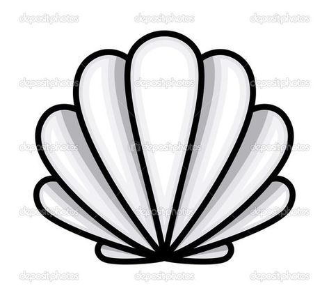 Pics For > Clam Shell Silhouette Vector: Seashells Template, Shell Tattoo, Shell Drawing, Cartoon Kunst, Shell Tattoos, Illustration Simple, Mermaid Shell, Mermaid Parties, Art Halloween