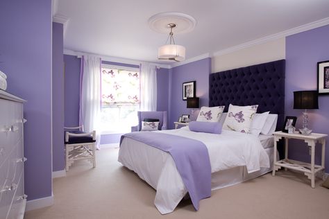 Colin & Justin - Viewing Interiors Purple Scheme, Purple Bedroom Walls, Deco Violet, Purple Bedroom Design, Lilac Room, Lilac Bedroom, Lavender Bedroom, Purple Bedroom Decor, Lavender Room