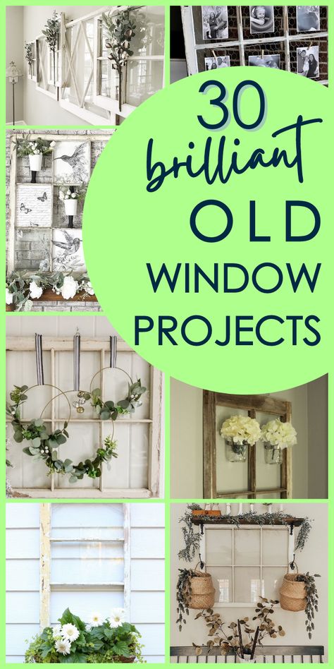 Old Window Frame Ideas Diy Projects Wood, Old Wood Windows Projects, Old Window Frame Decor Ideas, Wooden Window Decor Ideas, Old Window Ideas With Pictures, Farm Window Ideas, Decorative Windows On Wall, How To Decorate A Window Frame, Decorating With An Old Window