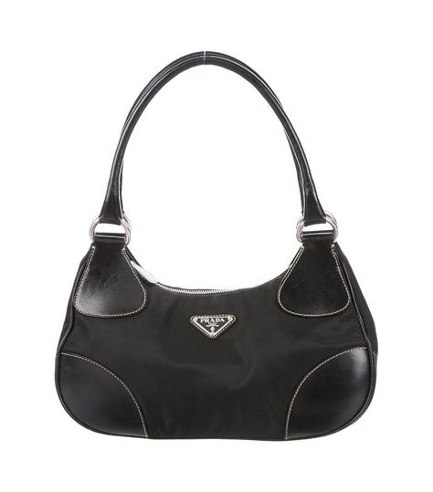 Prada Leather-Trimmed Tessuto Bag Cute Pieces Of Clothing, Clothing Pieces Png, Designer Clothes Png, Clothes Png Shoes, Pngs Clothes, Png Bag, 90s Bags, Prada Tessuto Bag, Jewelry Png