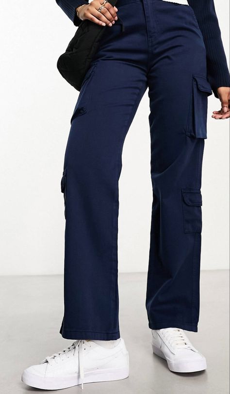 Navy blue with adjustable waist Navy Blue Cargo Pants, Blue Cargo Jeans, Straight Leg Cargo Pants, Blue Cargo Pants, Pants Blue, Cargo Jeans, Blue Colour, Beautiful Celebrities, Cargo Pants