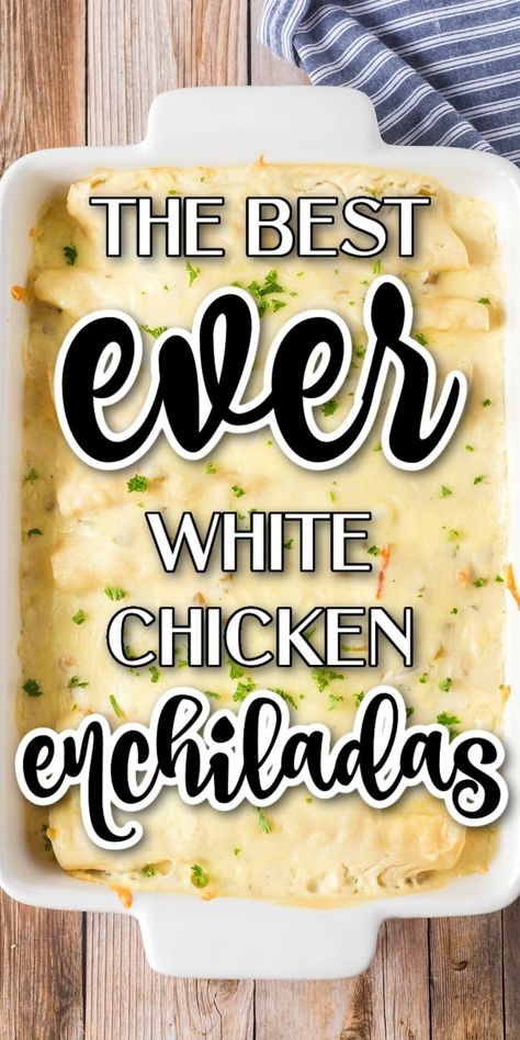 Easy White Chicken Enchiladas, Easy Chicken Enchilada Recipe, Chicken Enchiladas Recipe, White Chicken Enchiladas, Creamy Chicken Enchiladas, Chicken Enchiladas Easy, Chicken Enchilada Casserole, Enchiladas Recipe, Chicken Enchilada Recipe