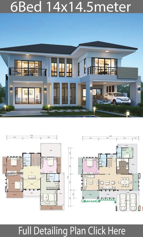 Photos On Maquillaje BC3 Dröm Hus Planer, 6 Bedroom House Plans, House Design Plan, Home Designs Exterior, Pelan Rumah, 2 Storey House Design, House Plan Gallery, Plan Kitchen, Sims House Plans