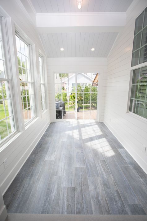 Long Sunroom Ideas, Porch Into Sunroom, Porch Sunroom Ideas, Sunroom Entryway Ideas, Closed In Back Porch, Patio Rooms Enclosed Sunroom Ideas, Sunroom Addition Enclosed Patio, Enclosed Front Porch Exterior, Sunroom Bedroom Ideas