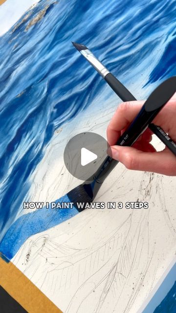 Paint Water With Watercolor, How To Paint Ocean Waves Step By Step, Acrylic Paint Tutorial Step By Step, How To Paint Water With Acrylic Step By Step, How To Paint Waves Step By Step, How To Draw The Ocean, Watercolor Waves Tutorial, How To Paint Ocean Waves, How To Paint The Ocean