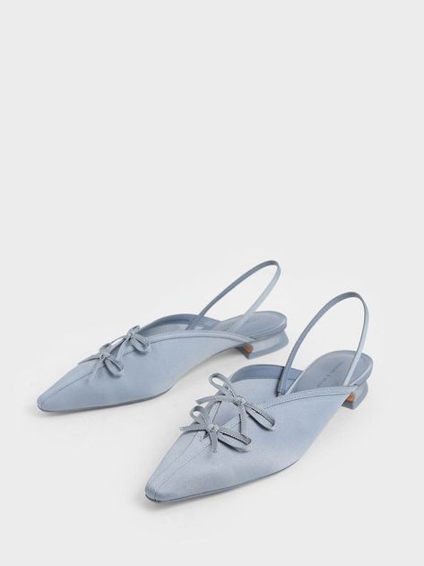 Charles And Keith Shoes, Black Ballerina Flats, Shoe Trends, Double Bow, Slingback Flats, Bow Shoes, Slingback Shoes, Charles Keith, Shop Shoes