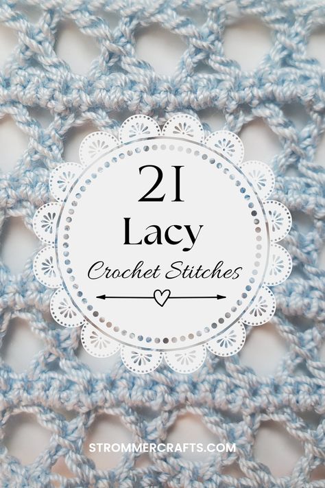Check out this list of 21 crochet lace stitches! These stitches are all lightweight, openwork, and breathable. They are perfect for summer makes, market bags, curtains, etc. Easy Crochet Lace Stitch, Crochet Lace Stitch Diagram, Crocheted Lace Patterns, Easy Lace Crochet Pattern, Lace Stitches Crochet, Lace Crochet Border, Crochet Lace Squares Pattern Free, Crochet Stitch Lace, Floral Lace Crochet Pattern