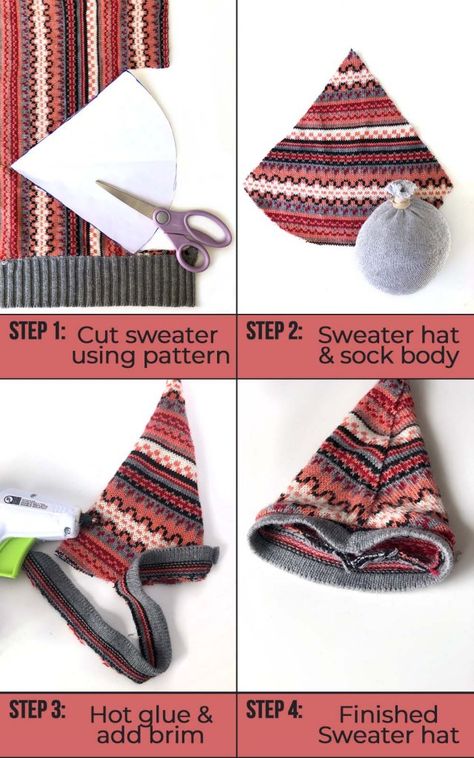 Couture, Diy Gnome Hat Free Pattern, Gnome Hat Patterns Free Sewing, Diy Thanksgiving Gnomes, Sweater Gnomes Diy How To Make, Fall Diy Gnomes, No Sew Gnomes Diy How To Make, Thanksgiving Gnomes Diy, Fall Gnomes Diy How To Make