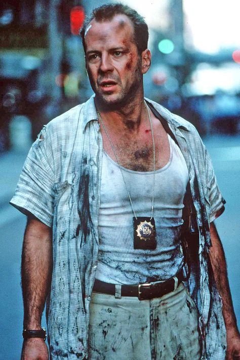 Bruce Willis Die Hard With A Vengance Emma Heming, Action Movie Stars, Cops Humor, John Mcclane, Police Humor, Hollywood Costume, Blue Lives, Demi Moore, Bruce Willis