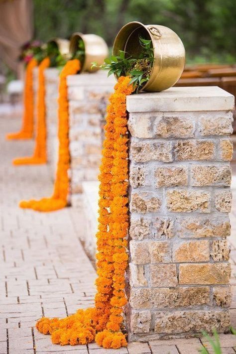 Indian Wedding Aisle, Wedding Aisles, Wedding Aisle Decor, Artificial Garland, Mehndi Decor, Hill Country Wedding, Wedding Indian, Wedding Aisle Decorations, Marigold Flower