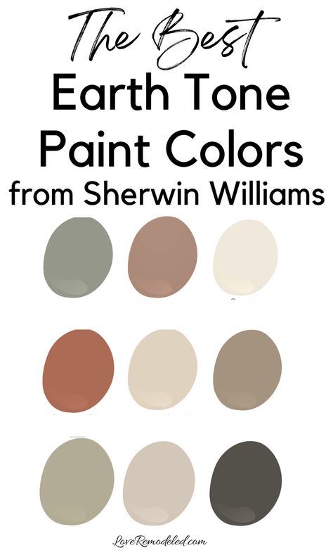 Earth tone paint colors are shades that hearken the appeal of nature. Among other colors, earthy paint colors consist of ruddy reds, clay toned oranges, soft beige and tans, and sage greens. Check out Sherwin Williams best earth tone paint colors for a kitchen, living room, bedroom, office and more. Nature, Earthy Living Room Colors, Red Earth Living Room, Beige Earthy Living Room, Earth Tones Wall Paint, Living Room Paint Colors Sherwin William, Sage Green And Tan Living Room, Earthy Bedroom Wall Colors, Warm Green Paint Colors Sherwin Williams