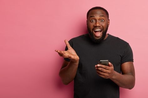 Happy Black Man, Pose Gesture, Man Smile, Mens Photoshoot, Beauty Salon Posters, Camo Wallpaper, Human Pictures, Happy Man, Studio Portrait Photography