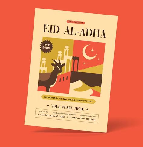 EId Al-Adha Flyer Template AI, EPS, PSD Eid Adha Design, Eid Al Adha Creative Ads, Eid Al Adha Poster, Eid Al Adha Design, Aid Adha, Eid Poster, Eid 2024, Eid Al-adha Design, Eid Envelopes