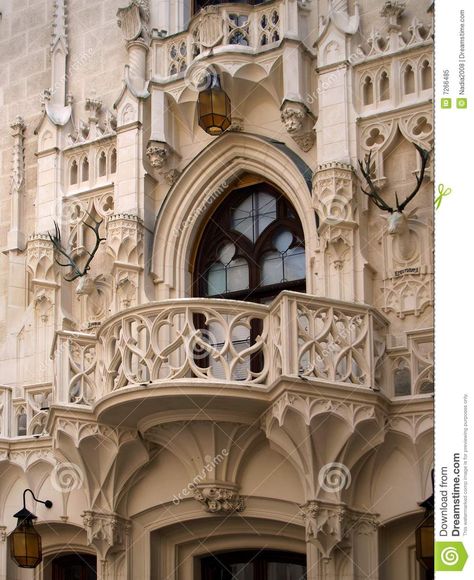 Hluboka Castle Balcony. Photo about balcony, white, republic, chateau, architecture, czech, elegant, windsor, style, hloboka, stone, lace, castle - 7266485 Castle Balcony, Castle Exterior, Architecture Antique, Fantasy Castle, Free Stock Photos Image, Balcony Design, Gothic Architecture, Architecture Old, Beautiful Doors