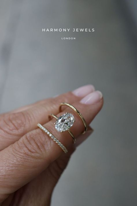 Engagement Ring With Wedding Band, Ring With Wedding Band, Brilliant Engagement Rings, Dream Wedding Ring, Oval Solitaire Engagement Ring, Plain Wedding Band, Wedding Rings Oval, Cute Engagement Rings, Future Engagement Rings