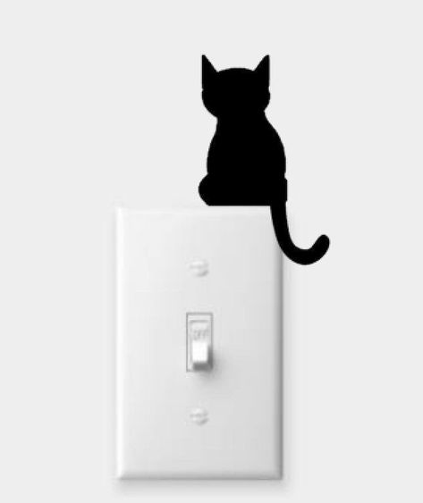 Vinyl Light Switch Decals, Cute Light Switch Art, Cat Wall Decals, Painting Around Light Switches, Easy Wall Painting Ideas Simple Bedroom, Light Switch Decoration, Painting On Light Switch, Light Switch Cover Painting Ideas, Light Switch Art Ideas