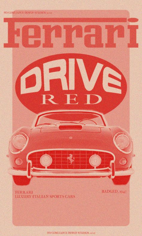 Ferrari Poster Aesthetic, Vintage Car Posters Ferrari, 60s Posters Design, F1 Room Posters, Simple Posters For Room, Cool Posters To Print, Poster Prints F1, Cars Aesthetic Poster, Red Posters For Room