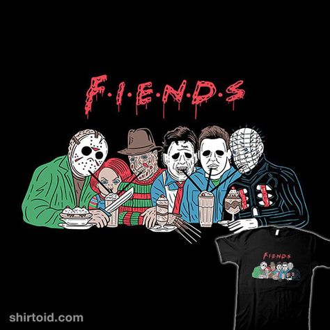 "Horror Fiends" by GoodIdeaRyan and ibyes Jason Voorhees, Chucky, Freddy Krueger, Leatherface, Michael Myers, and Pinhead Jason Freddy Michael Myers Chucky, Michael Myers Drawing, Helloween Wallpaper, Horror Movies Funny, Day Of The Shirt, Horror Movie Icons, Funny Horror, A Nightmare On Elm Street, Halloween Wallpaper Iphone