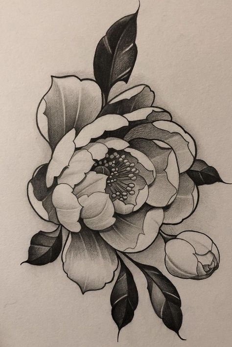 Tato Ikan Koi, Peony Flower Tattoos, Flores Tattoo, Japanese Flower Tattoo, Flower Tattoo Drawings, Peonies Tattoo, Tattoo Stencil Outline, Floral Tattoo Design, Japanese Tattoo Designs