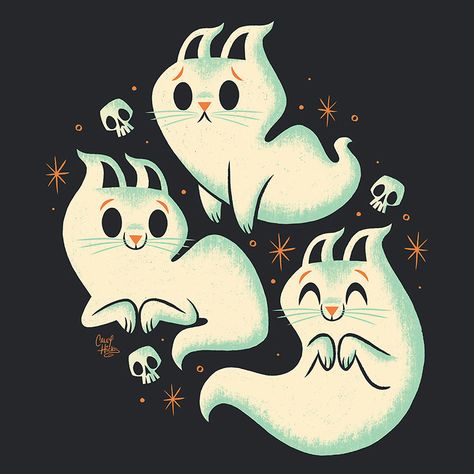 caley hicks - Ghost Cats Ghost Cat Drawing, Caley Hicks, Anime Ghost, Ghost Drawing, Spooky Cat, Ghost Cat, Halloween Illustration, Halloween Drawings, Super Busy