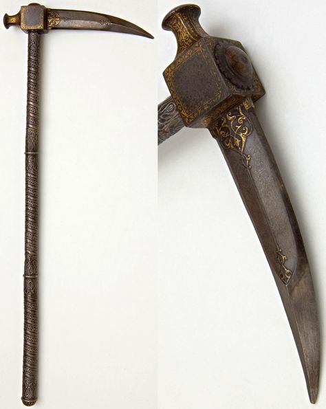 Indian zaghnal, 18th to 19th century, wootz steel blade with gold koftgari decoration, 64cm, the Feldman Collection. Tumblr, Wootz Steel, Cool Swords, Cool Knives, Hammers, Google Photos, 19th Century