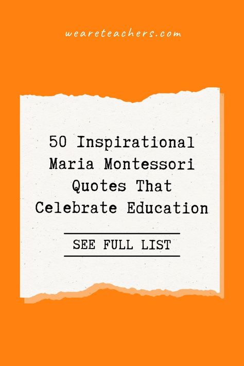 These inspirational quotes by Maria Montessori are all about the joys of education. Perfect for sharing with your classroom! Montessori, Montessori Teacher Quotes, Poetry About Learning, Preschool Quotes Early Childhood, Montessori Quotes Inspirational, Educational Inspirational Quotes, Early Childhood Teacher Quotes, Aesthetic Art Quotes, Quotes About Children Learning