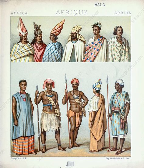 Ancient African fashion and accessories, illustration - Stock Image - C050/9199 - Science Photo Library Ancient African Clothing, Ancient Fashion, 17th Century Fashion, Accessories Illustration, Ancient Dress, Dress Illustration, Vintage Mens Fashion, African Traditional Dresses, Fashion Mood Board