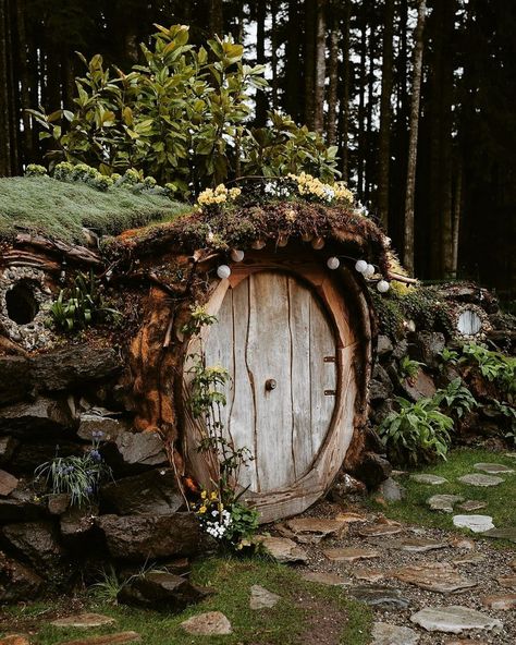 Witchy Cottage, Hobbit Party, Casa Hobbit, Hobbit Door, Tree House Diy, Cool Tree Houses, Tree House Designs, Hobbit Hole, Hobbit House