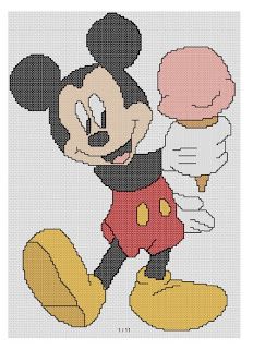 free cross stitch patterns and links: free Mickey Mouse Pattern Mickey with ice cream Mickey Mouse Cross Stitch, Mouse Cross Stitch Pattern, Mickey Mouse Pattern, Mickey Mouse Crafts, Mouse Pattern, Free Cross Stitch Patterns, Mouse Crafts, Pony Bead Patterns, Stitch Cartoon