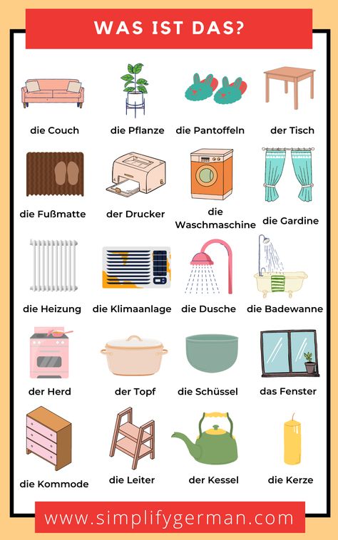 Basic German Vocabulary Basic German Words, Germany Language Learning, German Language Learning Worksheets, German Learning Tips, German Practice, Basic German Phrases, German Basics, German Tips, German Apartment