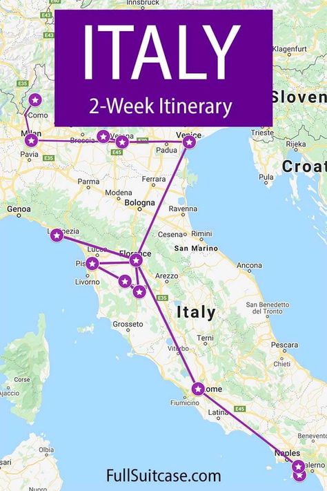 Italy Itinerary: See All the Musts in 2 Weeks (+Map & Planning Tips) Klagenfurt, Italy Itinerary 2 Weeks, Tips For Traveling To Italy, Must See Places In Italy, 2 Week Italy Itinerary, Must See In Italy, Italy Itinerary Two Weeks, Map Of Italy Cities, Places To See In Italy