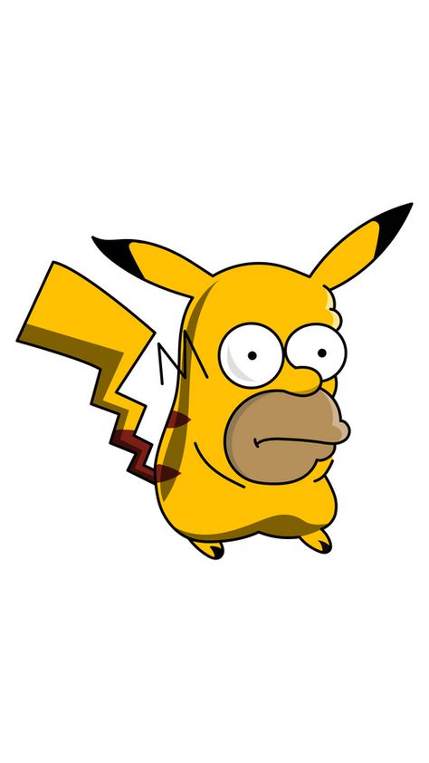 For sure, you couldn't imagine this, but we did it - fanart The Simpsons Homer Pikachu Sticker. Here, Homer Simpson from The Simpsons cartoon series got into the universe of Pokemons and of course,... Tumblr, Homer Simpson Tattoo, Pikachu Fanart, Homer Simpson Drawing, Pikachu Sticker, Simpson Art, Simpsons Tattoo, Trippy Cartoon, Simpsons Cartoon