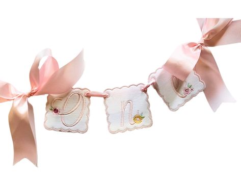 Holly Cottage Floral Highchair Banner I One Banner I Keepsake Birthday Party Bunting I Daisy Party Decor I Baby's 1st Birthday Party Banner Daisy Party Decor, Linen Outer, Daisy Party, Folk Floral, One Banner, Highchair Banner, Party Bunting, Birthday Party Banner, Elegant Font