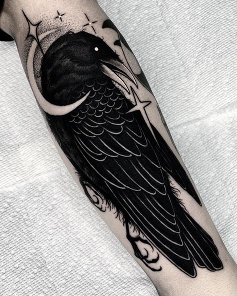 Raven Tattoo | Tattoo Ideas and Inspiration Raven Half Sleeve Tattoo, Nordic Raven Tattoo, Tattoo Sleeve Cover Up, Arm Cover Up Tattoos, Forearm Cover Up Tattoos, Cover Up Tattoos For Men, Cover-up Tattoo, Cover Up Tattoos For Women, Best Cover Up Tattoos