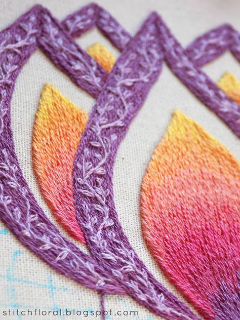 Covering up your mistakes in hand embroidery Upcycling, Patchwork, Boho Embroidery Designs, Boho Embroidery Patterns, Masculine Embroidery, Ombré Embroidery, Abstract Embroidery Designs, Geometric Embroidery Designs, Gradient Embroidery